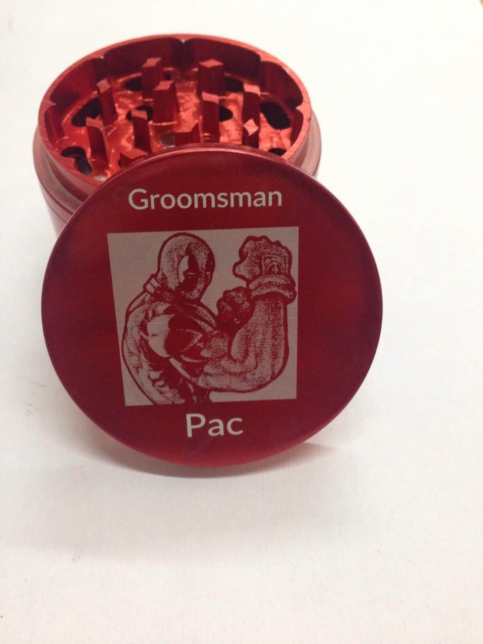 Groomsman Pac grinder with Deadpool engraving