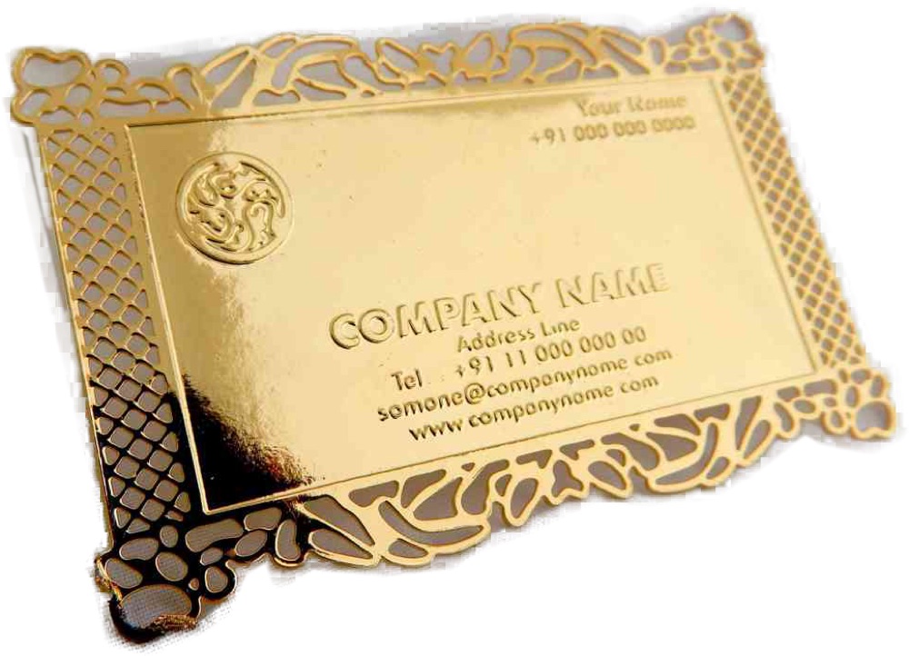 Gold filigree metal business card
