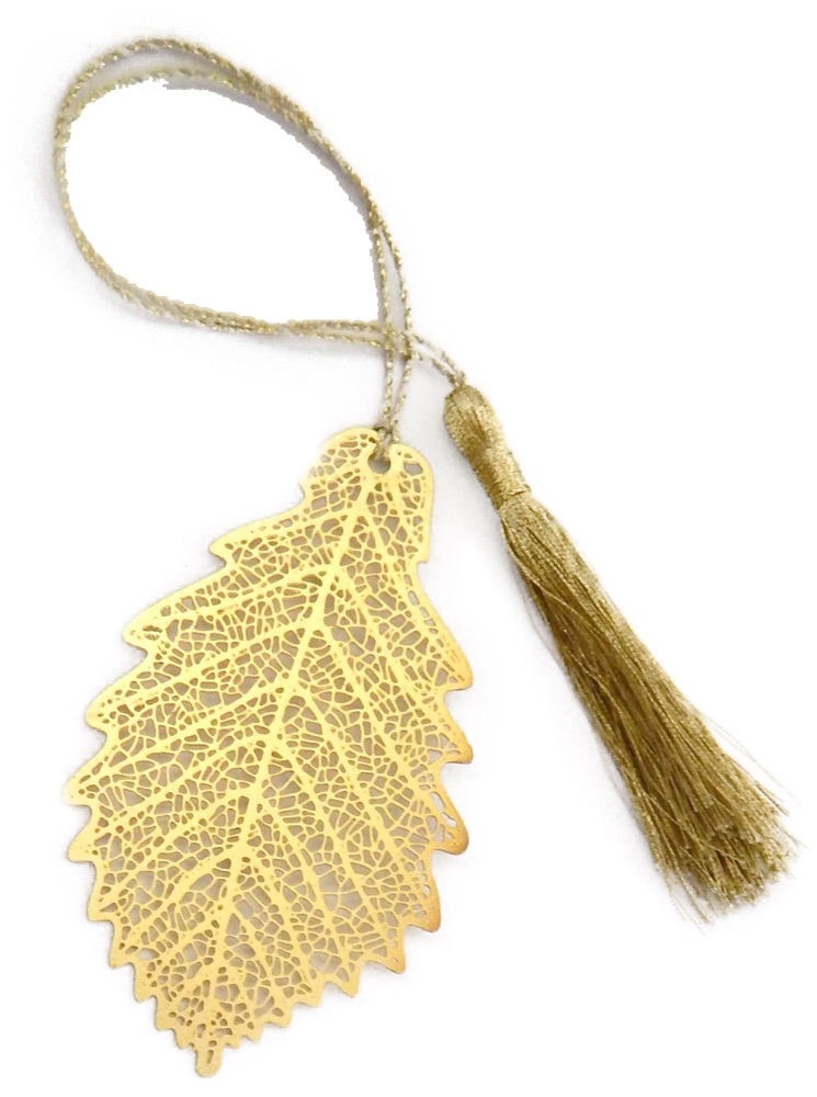 Gold leaf filigree bookmark with tassel